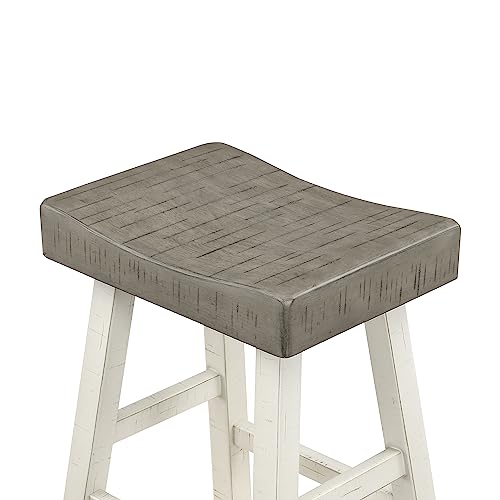 Lexicon Taburetes de Barra de Madera Maciza, Set de 2, Altura 30.5", Blanco/Café miniatura 5