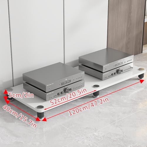 Stojak gramofonowy z winylowym uchwytem na głośnik z połowy wieku drewniane półki narożne szafka komponentowa do odtwarzaczy DVD/puszek kablowych Design Av Media Stand, jasnobiały, 120 x 40 x 5 cm