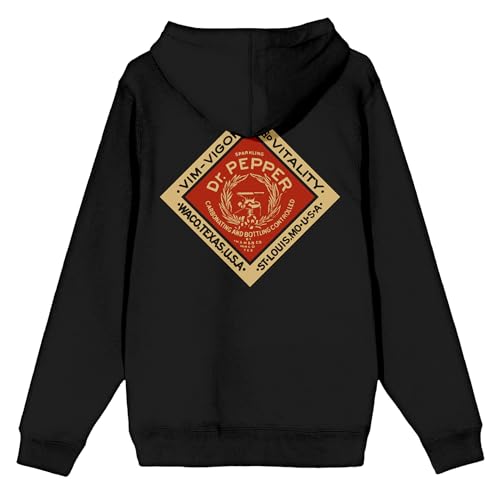Bioworld Dr. Pepper Vintage Diamond Logo Men's Black Zip-Up Hoodie3