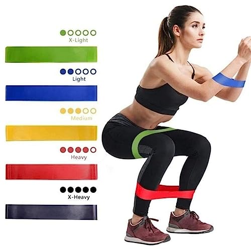 Kit 5 Faixas Elasticos Elasticas Academia Musculação Yoga Pilates Fitness Mini Band Exercicios em Ca