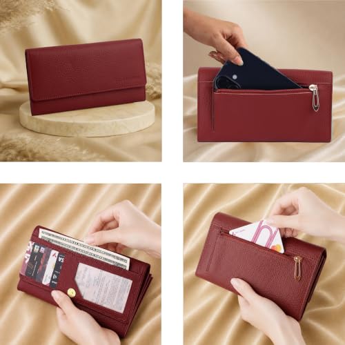 Image of Steve Jhonson Leather Wallet for Women - Mini Hand Purse with Card Holder - Women Stylish Clutch Purse - Cute Mini Ladies Wallet for Daily Use - Fancy Ladies Purse with Slim Design (Maroon Softy)