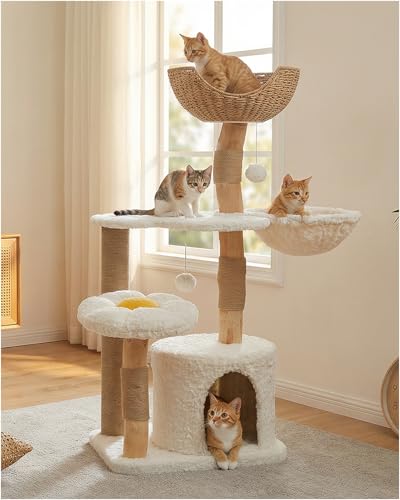 PEQULTI 48.5'' Modern Cat Tree for Large Indoor Cats Solid