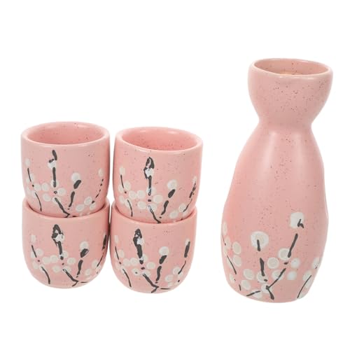 Cabilock Cerámica Japonesa para Sake con Botella Tokkuri Vasos para Sake y Té Diseño de Flor de Ciruelo para Hogar y Restaurante Elegante y Duradero Juego de Servir