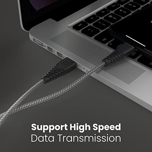 Image of Portronics Nylon Braided Fast Charging And Data Sync 3.0 Amp Konnect B Micro Usb Cables With Pvc Heads For Smartphone, Tablet, Laptop, Smart Watch (Grey, 1 Meter)