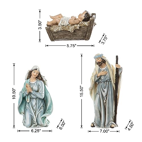 Image of Glitzhome Nativity Set for Christmas Indoor Decorations, 12-Piece Large Blue Nativity Figurines Sets 15.5 inch x 45.00 inch, Resin Tabletop Scenes Figures Xmas Collectibles Figurines Statue Holiday Decor