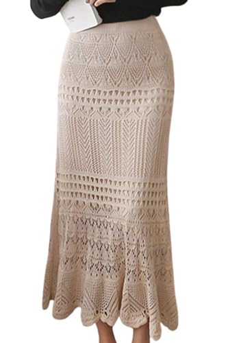 Leyoutx Women's Crochet Knitted Stretchy High Waist Hollow Out