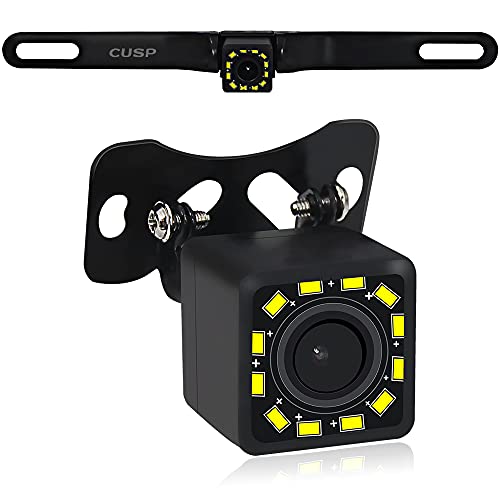 CUSP Ultra HD 12 LED Night Vision Waterproof Car Backup Camera Rear View Reverse Camera 150 Wide View Angel 720P Stable Signal with Multiple Mount Brackets for Universal Cars,SUV,Trucks,RV and More HD