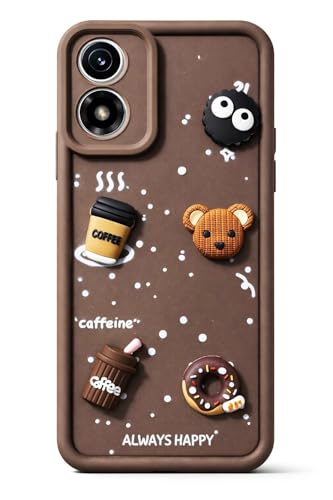 Image of Bintage Case Ball Bear| Donut| Milk Cake| Baby| Coffee Rubber Case Camera Protection Back Cover Compatible for Motorola Moto G04 - Brown