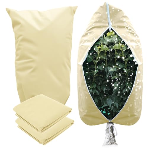 2 Stück Frostschutzhaube für Pflanzen 120x180 cm – 80gsm Gartenvlies Pflanzenschutzhaube groß mit Reißverschluss & Kordel, Winterschutz Pflanzen außen, Abdeckvlies für Obstbäume & Gartenpflanzen