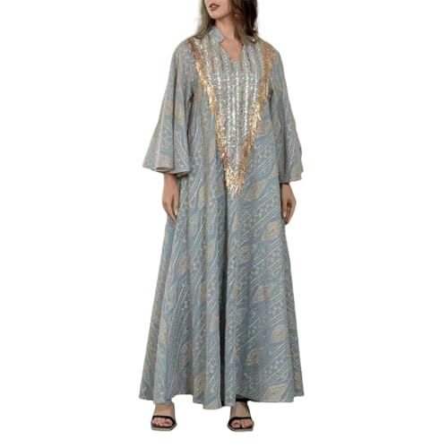 Robe musulmane brodée haute couture style Dubaï à paillettes