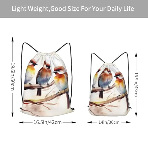 Drawstring Bag for Women Lightweight Sports Gym Bag Birds Resting on Tree Branch Soccer Backpack for Travel3