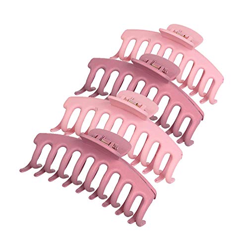 4 Pcs Large Hair Claw Clips For Thick Hair - Matte Plastic Butterfly Hair Clips Strong Hold For Women And Girls French Curly Hair (Pink+Rose) #TOP1