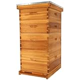 BEEKNOWS 10 Frame Langstroth Beehive Kit Dipped in 100% Beeswax Bee Hives with 2 Deep Bee Box and 2 Medium Super Bee Hive Box with Frame and Foundation(Unassembled)