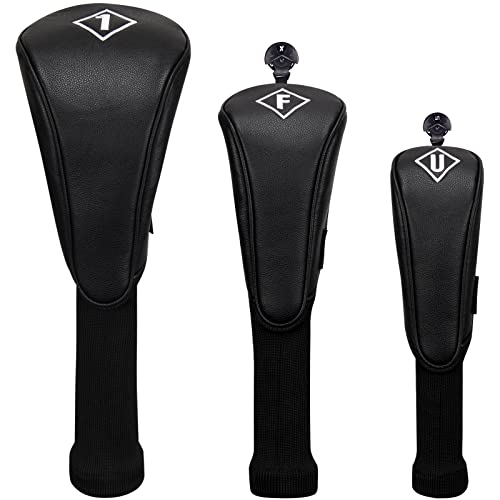 Big Teeth Usa Flag Golf Club Covers For Woods And Drivers, Driver Headcover Black Pu Leather, Head Cover Set Golf Clubs Men (Set(D+F+H)) #TOP18