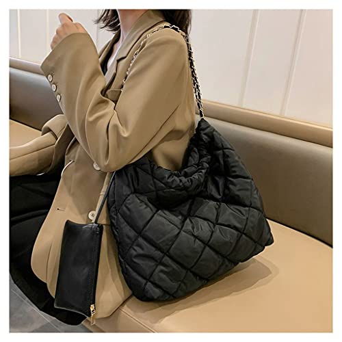 GRPKSSIB Women's Puffer Bag Quilted Shoulder Bag Nylon Tote bag Puffy Handbag Chain Straps with Coin Purse 2 in 13