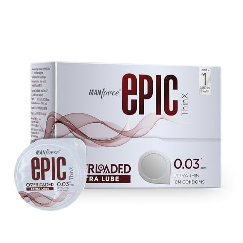 Manforce Epic ThinX Overloaded | Ultra Thin Extra Lube Condoms with Easy Peel Pack | 10 Sheets