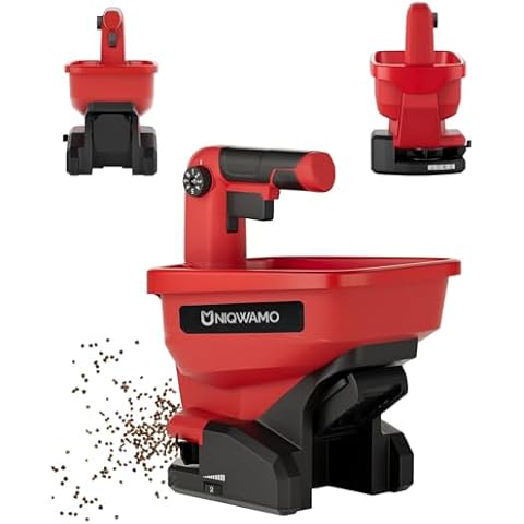 Uniqwamo Handheld Grass Seed Spreader Compatible for Milwaukee 18V Li-ion Battery, Available Year-Round, Grass Seeds, Rock Salt (Battery not Included) Cover