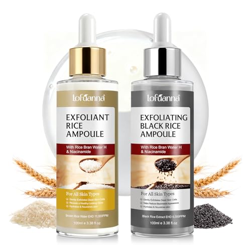 Peel Shot Glow Rice Ampoule Duo, Exfoliant White & Black Rice Ampoule, Glow Rice Duo Ampoule Set, Sanfte Exfoliation, Reis Ampulle Serum für Gesicht &...