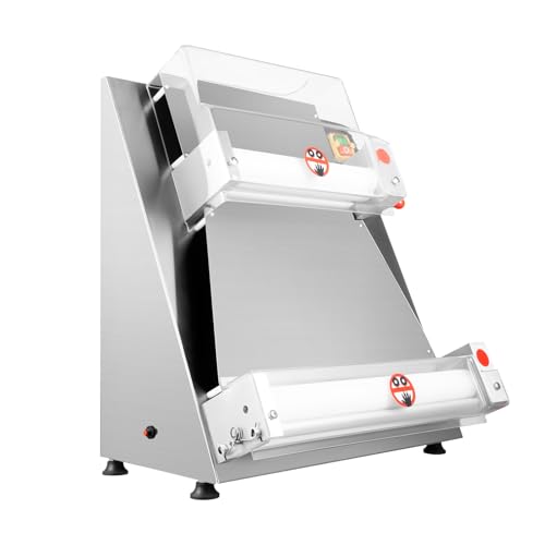 Pizza Dough Roller Sheeter,110V 4-15.74 Inches Pizza Size Semi-Automatic Commercial Dough Roller Sheeter,370W Commercial Electric Pizza Press Making Rolling Machine,Adjustable Thickness