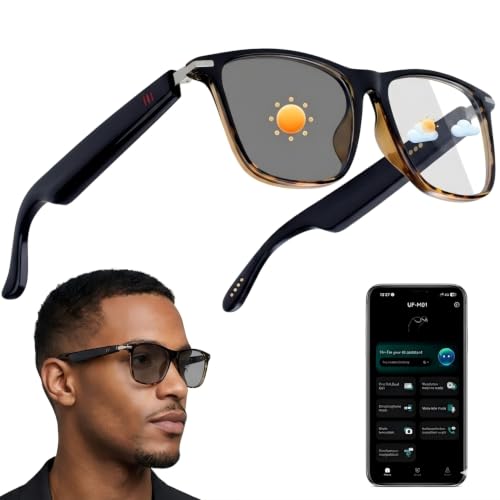 padom AI Smart Glasses for Men & Women, Bluetooth Smart Glasses with 165+ Languages, Photochromic Lenses, AI Assistant, Touch Control & IPX5 Water-Resistant for Travel & Work(Brown) - image 1