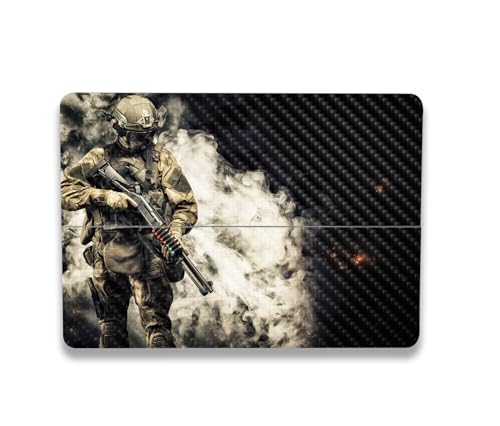 Image of MightySkins Carbon Fiber Skin Compatible with Microsoft Surface Laptop Studio 2 (2023) Full Wrap Kit - Fighting On | Protective, Durable Textured Carbon Fiber Finish | Easy to Apply | Made in The USA