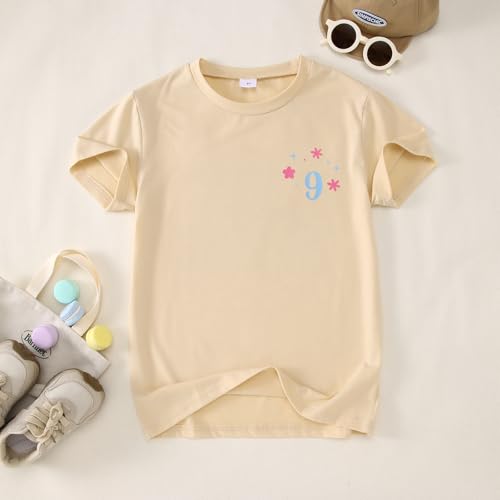 Image of 9th Birthday Shirt Girl On Cloud Nine Graphic Tee 9 Year Old Birthday Party T-Shirt Girl Summer Short Sleeve Top