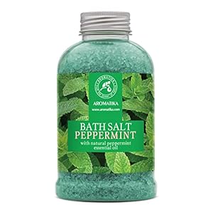 Sal de Baño de Menta 600g – Sales de Baño Marinas con Aceite Esencial de Menta – Baño Relajante – Cuidado del Cuerpo – Relajación Muscular – Buen Sueño – Sales de Baño de Aromaterapia