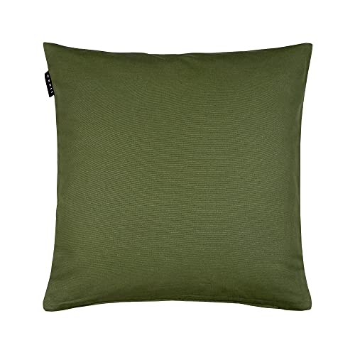 Linum Annabell Funda de cojín Elegante para Manta de Almohada Lavable a máquina, algodón, Verde Oliva Oscuro, 50 x 50 cm Cover