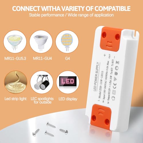 Ddlisu LED Transformer 15W, Ultra Slim 24V LED Driver 240V AC to 12V DC 1.5A, Constant Voltage Power Supply Adapter - Image 3