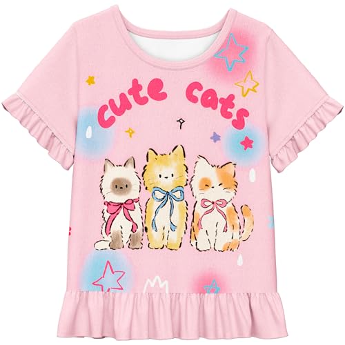 LQSZ Girls Pajamas Set Summer Kids Princess PJS Shorts Sleeve Lounge Set Sleepwear for 3-10 Years3