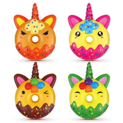 Anboor 4 piezas Squishies Unicornio Donut Squishies Squishies de aumento lento de...
