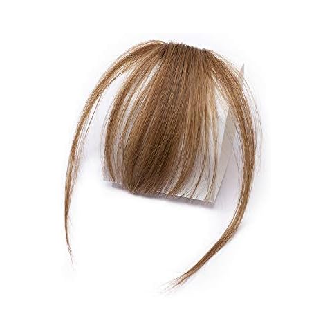 Rich Choices Fringe Clip in Hair Brown Clip on Fringe French Hair Fringe Clip Side Clip in Fringe Human Hair Bangs Hair Clip 3g Air Bangs #6 Light Brown Cover