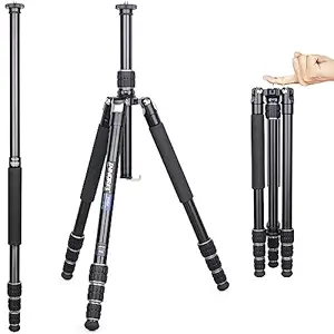 Professional Camera Tripod 6061 Aluminum Alloy Travel Compact Portable Photographic Tripod Monopod for DSLR Camera Camcorder Camera Stand 62in/157cm Tall, Load 33lb/15kg(Only Tripod)