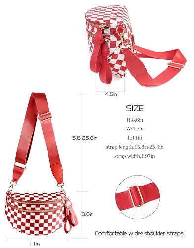Image of FEIBOON Spacious Checkered Nylon Crossbody Bag Bum Bag Handbags Wallets for Women