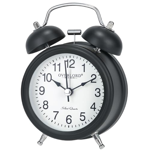 suigetsu Big Ben Twin Bell Alarm Clock for Heavy Sleepers - Loud Dual Bell Metal Alarm Clock with Backlight - Battery Operated for Bedroom, Bedside Table, Kids Room & Desk
