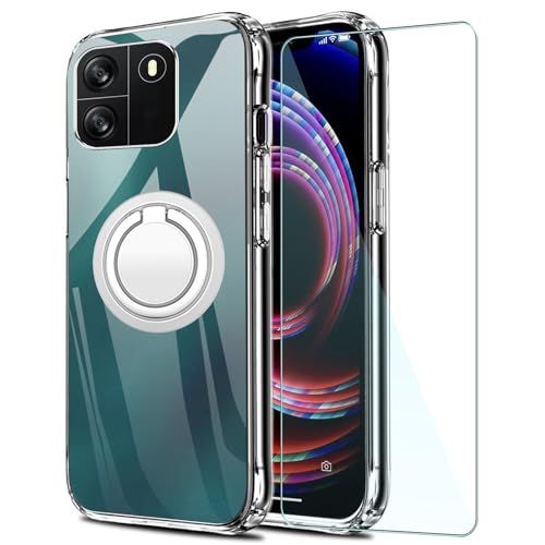 FortiCase Soporte Funda para Oscal Flat 1C con Protector Pantalla,Antiimpacto,Soporte Integrado,9H Dureza HD Cristal Templado,Suave Carcasa Caso Case para Oscal Flat 1C,Transparente - 8AUG