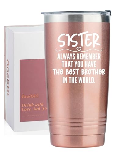 Onebttl Sister Gifts from Brother, Insulated Stainless Steel Wine Tumbler with Lid and Straw, Gifts...