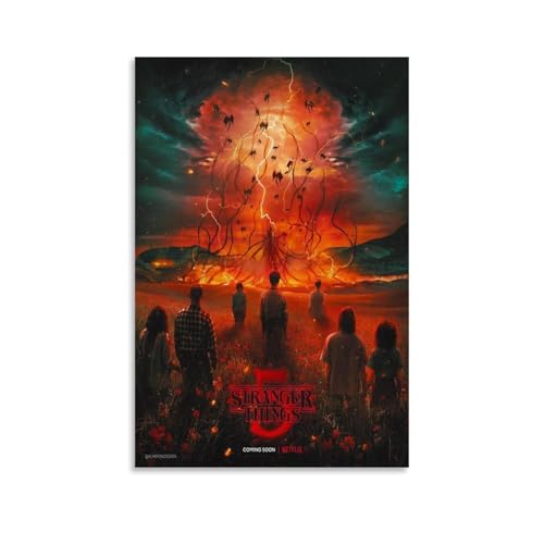 Póster decorativo de la serie Stranger Things, lienzo brillante y hermoso, adecuado para oficina, dormitorio, pintura decorativa para crear el ambiente adecuado, estilo sin marco, 20 x 20 cm