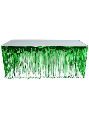 Rhode Island Novelty Green Metallic Foil Fnge Table Skirt 144 Inch x 30 Inch Party Decoration