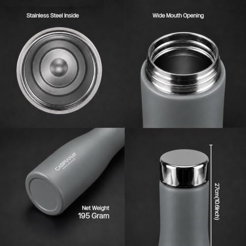 Image of Caspian Aqua Customised Stainless Steel Water Bottle 1L, G Goose with Logo Print - Personalised Water Bottle with Your Name Print for Kids Boys Girls School Office Gym- Perfect for Corporate Gifting