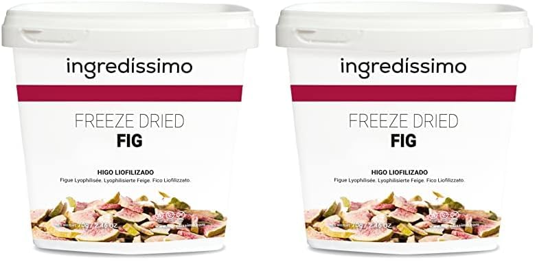 INGREDISSIMO - Higo Liofilizado, Fruta Seca Troceada, Producto Vegano, sin Gluten y sin Azúcar Añadido, Snack Saludable y Crujiente de Color Rojo y Verde, para Platos y Recetas (Paquete de 2)