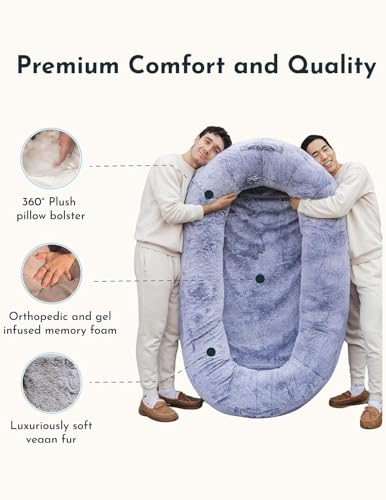 Image of Plufl Original Human Dog Bed for Adults, Washable Memory Foam, Arctic Grey