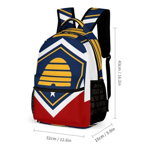 Flag of Utah U.S.A Travel Backpack Lunch Box Pencil Case 3Pcs Set for Men Women Office Outing University2