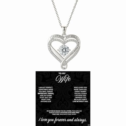 ziella Jewelry To My Wife -Engraved Heart Necklace with I Love You Gift for Wife -Birthday Anniversary Jewelry Pendant Gifts for Women