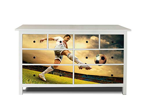 banjado® Möbelfolie selbstklebend für die IKEA Hemnes Kommode Schubladen - Schrankfolien selbstklebend mit Motiv Football/Möbelfolie Hemnes für Kinder