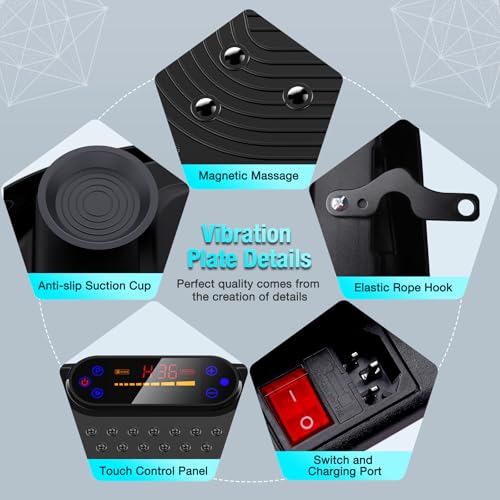 Vibration Plate Exercise Machine for Lymphatic Drainage Weight Loss, Power Waver Vibration Plate 450Lbs Capacity Full Whole Body Workout Vibration Platform,Waver Vibration Plate,Black - Thumbnail 2