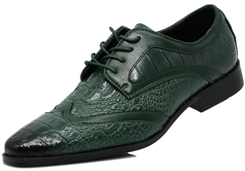 Image of ODN Men's Alligator Crocodile Print Oxfords Fashion Lace Up Dress Shoes