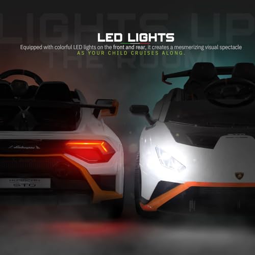 Image of Kawaii Kids Licensed Kids Rideon Car | Toyota Legender | Lamborghini | Manual Plus Remote Control | Lights and USB Music Player | Kids Age - 1-5 (Lamborghini, White)