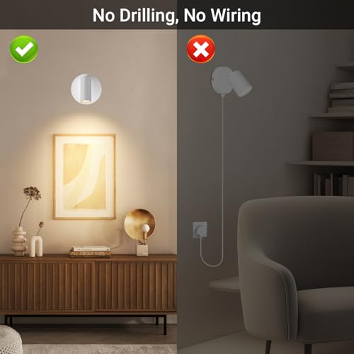 TaoFiaCo Wireless Led Spotlight Indoor, Plant Spotlight Indoor with Remote Dimmable, 350° Rotate, Rechargeable Uplighting Battery Powered Ceiling Light for Artwork Painting Plant Picture Lights-White by TaoFiaCo - Image 3