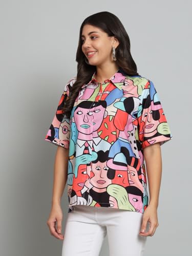 Image of FUNDAY FASHION Women's Crepe Loose Fit Wear Boxy Fit Printed Casual Shirt